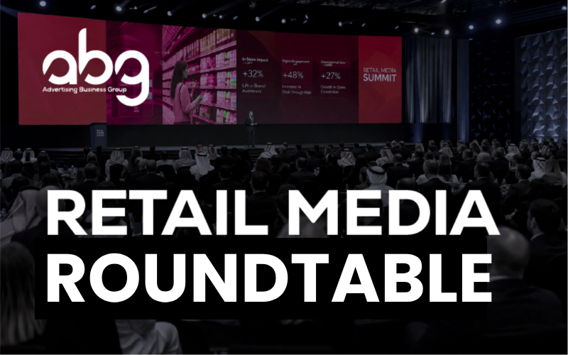 Retail Media Roundtable stage with diverse audience and Middle Eastern business leaders attending presentation